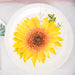 25 White Round Paper Plates with Sunflower Design - Disposable Tableware
