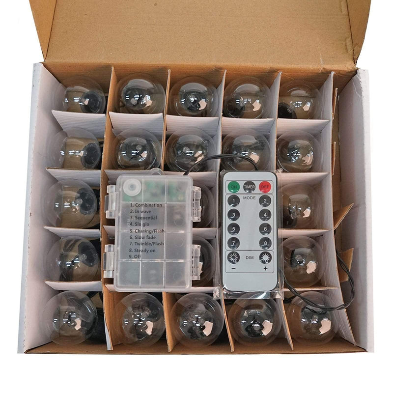 26 ft long 25 LED String Lights Battery Operated Garland - Warm White LED_BALL05_CLR