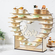 26" Heart Shaped 8 layer Double Sided Wood Cupcake Dessert Stand - Natural CAKE_WOD015_NAT