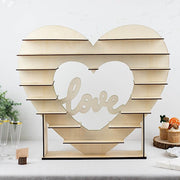 26" Heart Shaped 8 layer Double Sided Wood Cupcake Dessert Stand - Natural CAKE_WOD015_NAT