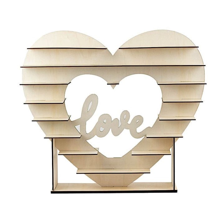 26" Heart Shaped 8 layer Double Sided Wood Cupcake Dessert Stand - Natural CAKE_WOD015_NAT
