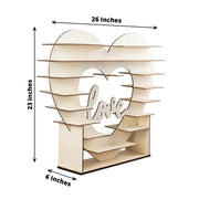 26" Heart Shaped 8 layer Double Sided Wood Cupcake Dessert Stand - Natural CAKE_WOD015_NAT