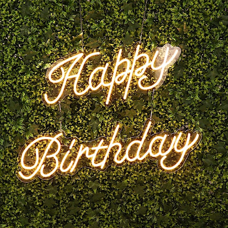 26" long LED Happy Birthday Neon Light Sign - Warm White LED_NEOSIGN01_BDAY_CLR
