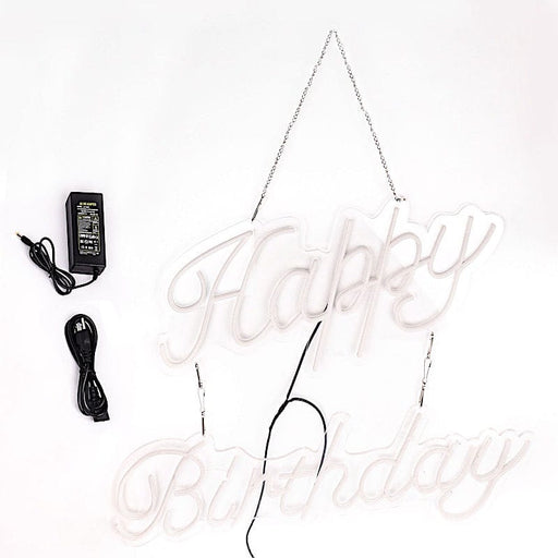 26" long LED Happy Birthday Neon Light Sign - Warm White LED_NEOSIGN01_BDAY_CLR
