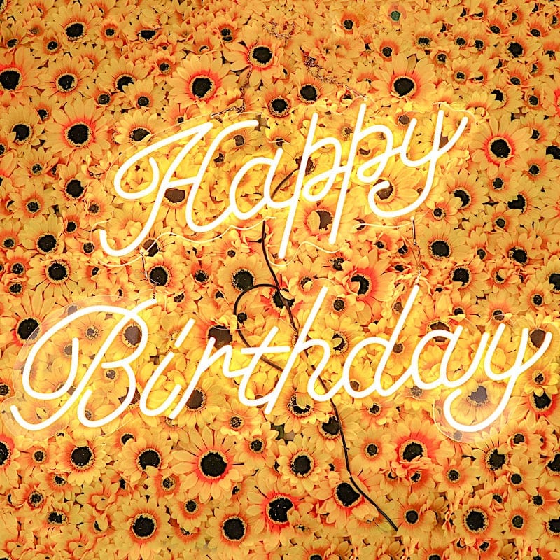 26" long LED Happy Birthday Neon Light Sign - Warm White LED_NEOSIGN01_BDAY_CLR