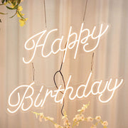 26" long LED Happy Birthday Neon Light Sign - Warm White LED_NEOSIGN01_BDAY_CLR