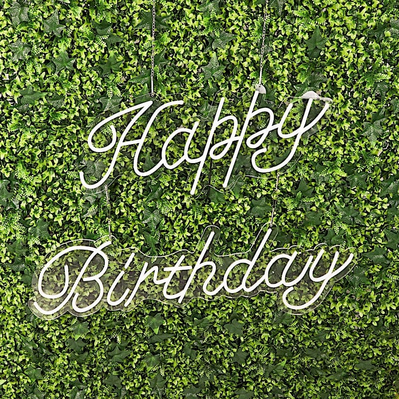 26" long LED Happy Birthday Neon Light Sign - Warm White LED_NEOSIGN01_BDAY_CLR