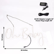 26" long LED Oh Baby Neon Light Sign - Warm White LED_NEOSIGN01_BABY_CLR