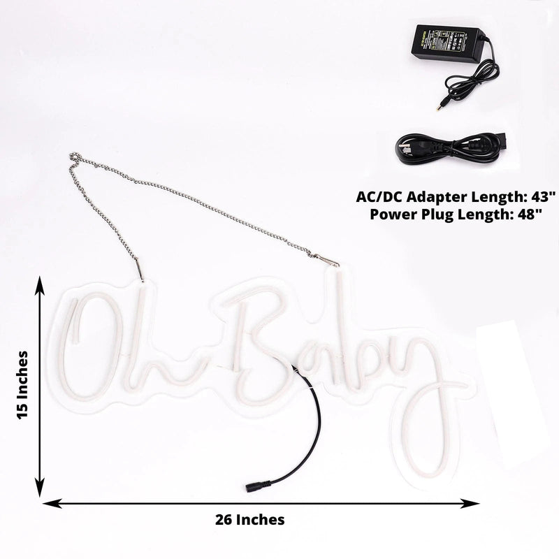 26" long LED Oh Baby Neon Light Sign - Warm White LED_NEOSIGN01_BABY_CLR