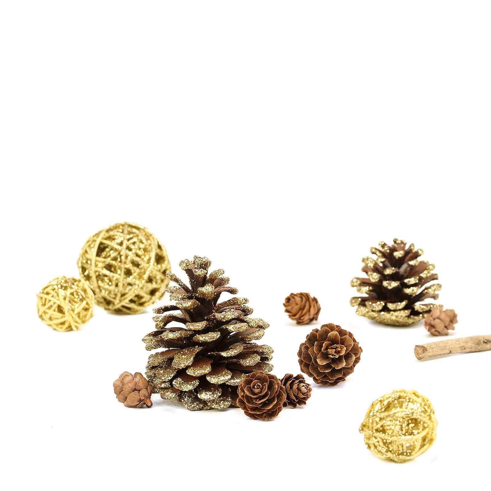 26 pcs Assorted Potpourri Ornaments Vase Fillers - Natural and Gold MOSS_FILL_005_GOLD