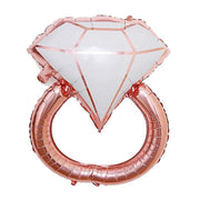 26" tall Extra Large Diamond Wedding Ring Mylar Foil Balloon - Rose Gold and White BLOON_FOL0012_25