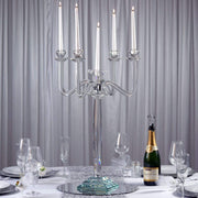 27" tall 4 Arm Crystal Glass Candelabra Candle Holder - Clear CHDLR_GLAS_038