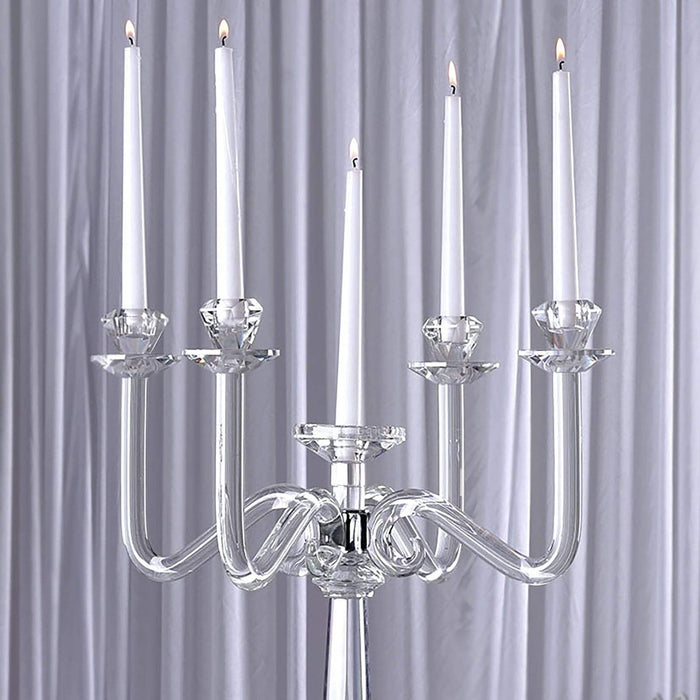 27" tall 4 Arm Crystal Glass Candelabra Candle Holder - Clear CHDLR_GLAS_038