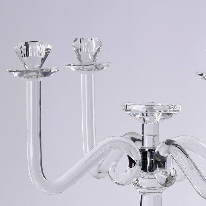 27" tall 4 Arm Crystal Glass Candelabra Candle Holder - Clear CHDLR_GLAS_038