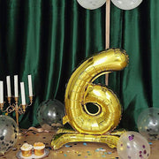 27" tall Mylar Foil Standing Balloon - Gold Numbers