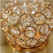 27" wide Horizontal Candle Holder with Crystal Beads - Gold CHDLR_053_GOLD