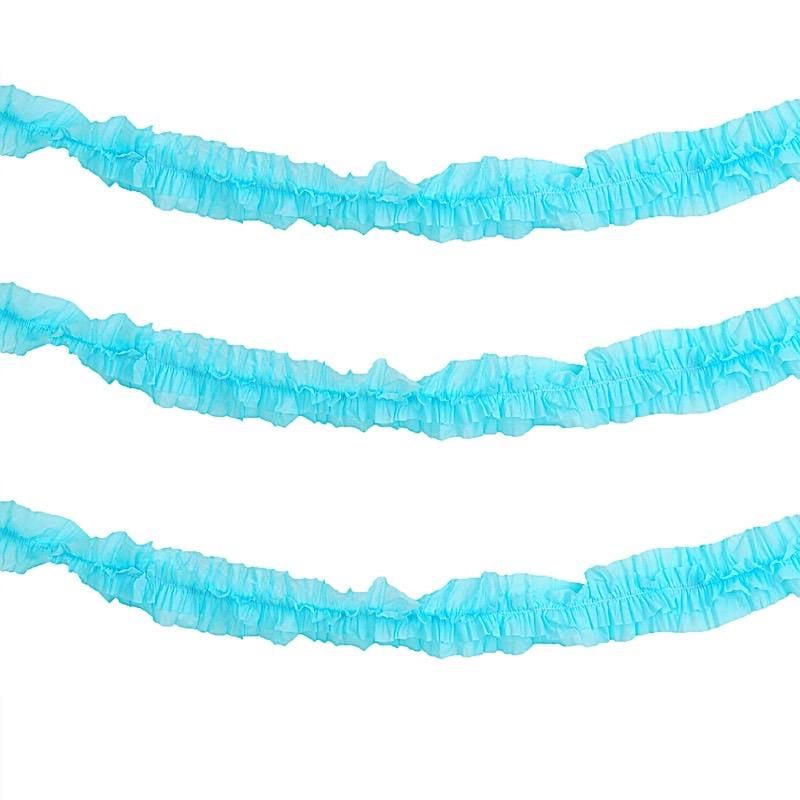 28 ft long Ruffled Tissue Paper Garlands PAP_GRLD_004_BLUE
