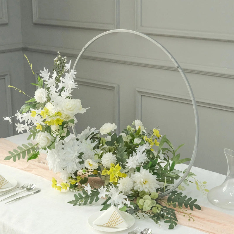 28" Round Metal Floral Hoop Standing Wreath Centerpiece Ring