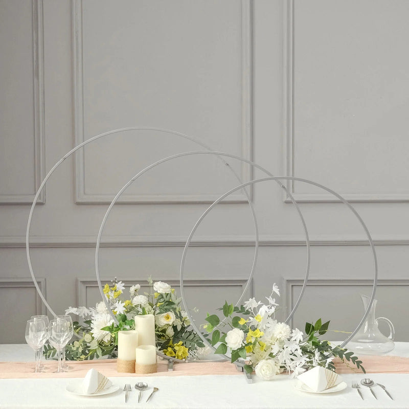 28" Round Metal Floral Hoop Standing Wreath Centerpiece Ring