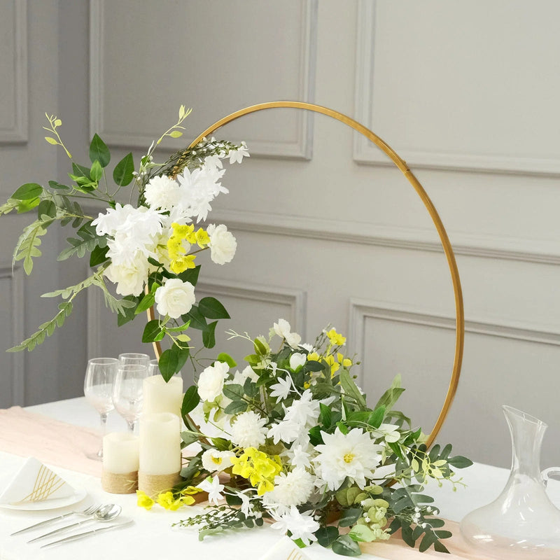 28" Round Metal Floral Hoop Standing Wreath Centerpiece Ring
