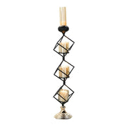 28" tall Geometric Cube Stand with Glass Votive Candle Holders - Gold and Black IRON_CAND_003_33_GDBLK