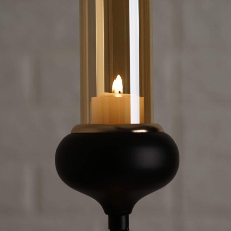 28" tall Geometric Cube Stand with Glass Votive Candle Holders - Gold and Black IRON_CAND_003_33_GDBLK