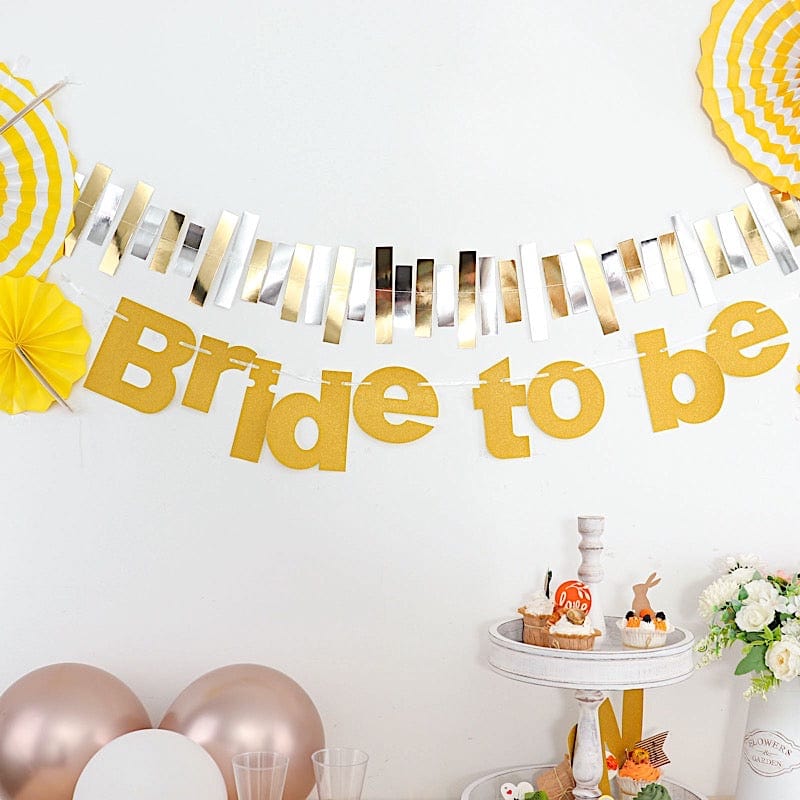 3.5 ft Glittered Bride To Be Paper Bridal Shower Hanging Garland - Gold PAP_GRLD_009_BRIDE_GD