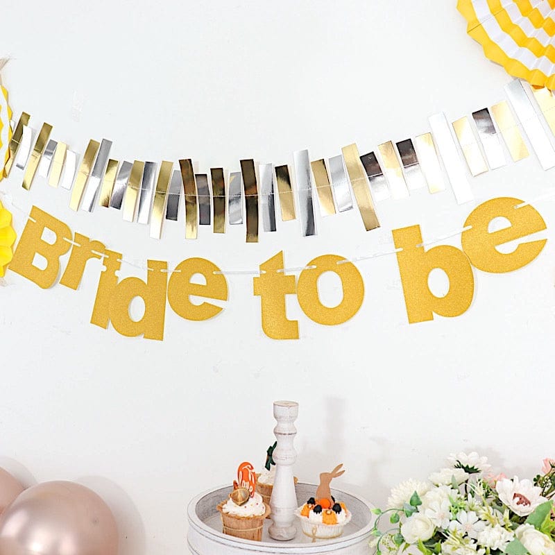 3.5 ft Glittered Bride To Be Paper Bridal Shower Hanging Garland - Gold PAP_GRLD_009_BRIDE_GD