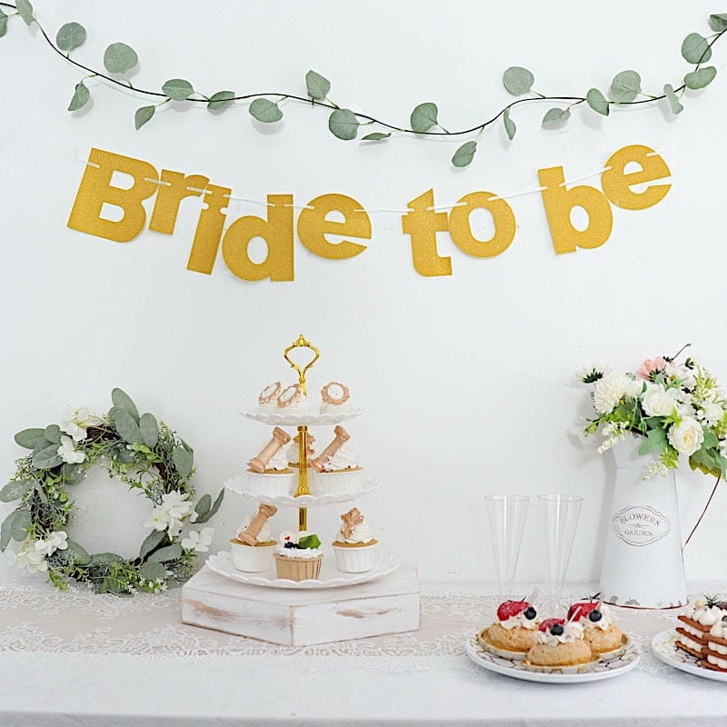 3.5 ft Glittered Bride To Be Paper Bridal Shower Hanging Garland - Gold PAP_GRLD_009_BRIDE_GD