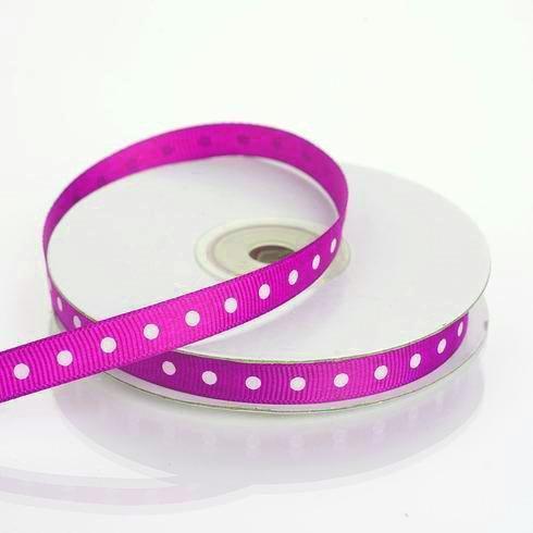 3/8" 25 yards Polka Dot Grosgrain Ribbon RIB_DOT0308_FUSH