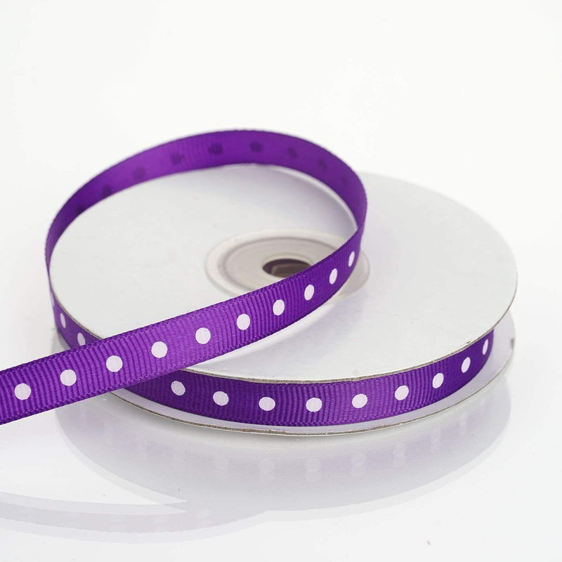 3/8" 25 yards Polka Dot Grosgrain Ribbon RIB_DOT0308_PURP