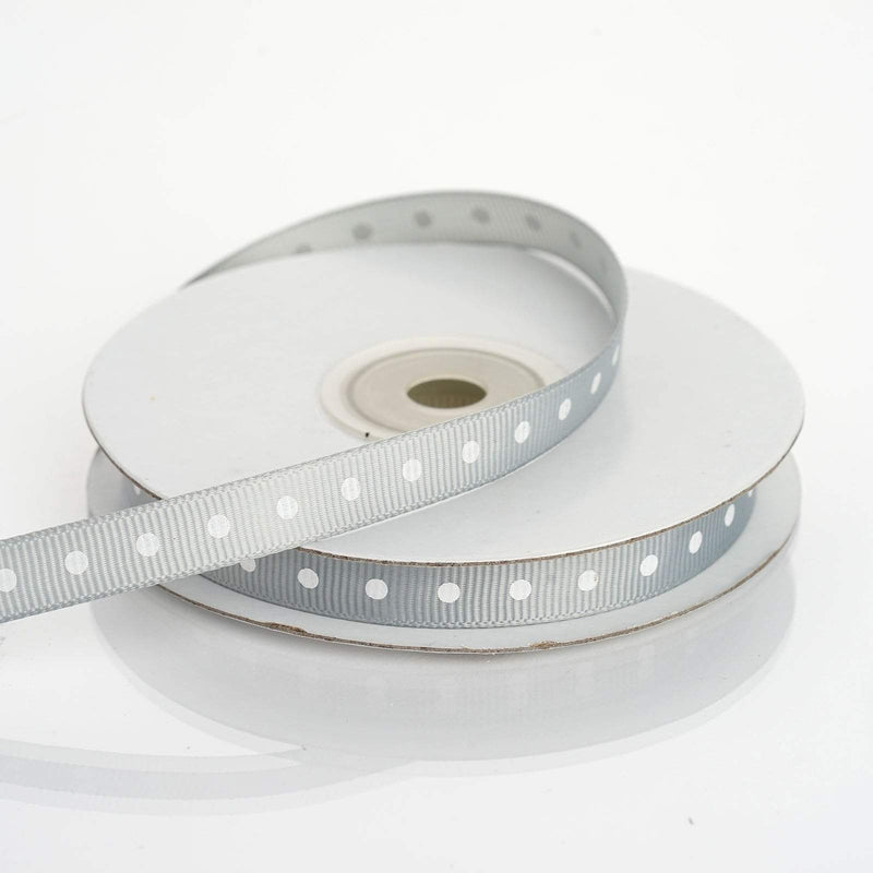 3/8" 25 yards Polka Dot Grosgrain Ribbon RIB_DOT0308_SILV
