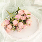 3 Bouquets 13" Silk Rose Bud Artificial Flower Bushes