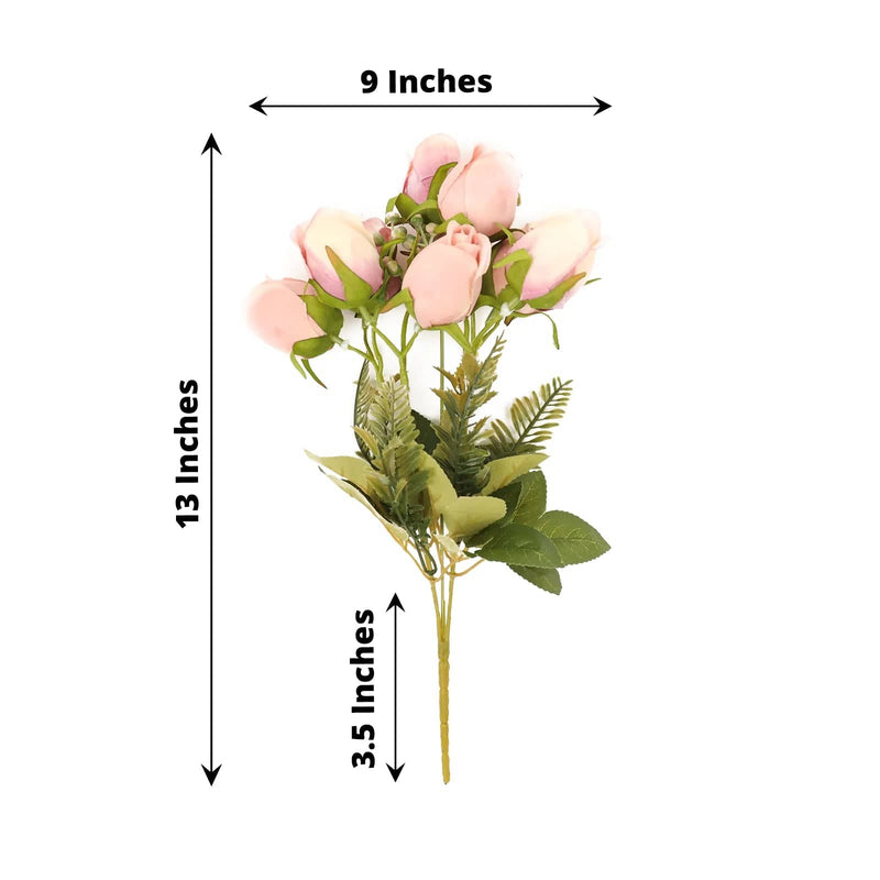 3 Bouquets 13" Silk Rose Bud Artificial Flower Bushes