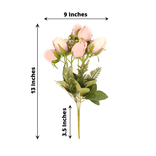 3 Bouquets 13" Silk Rose Bud Artificial Flower Bushes