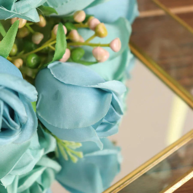 3 Bouquets 13" Silk Rose Bud Artificial Flower Bushes