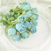 3 Bouquets 13" Silk Rose Bud Artificial Flower Bushes