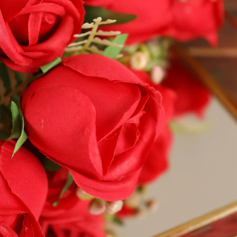 3 Bouquets 13" Silk Rose Bud Artificial Flower Bushes