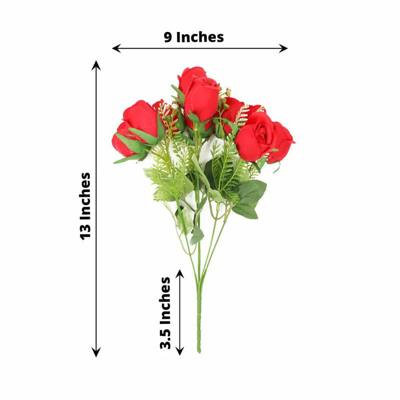 3 Bouquets 13" Silk Rose Bud Artificial Flower Bushes