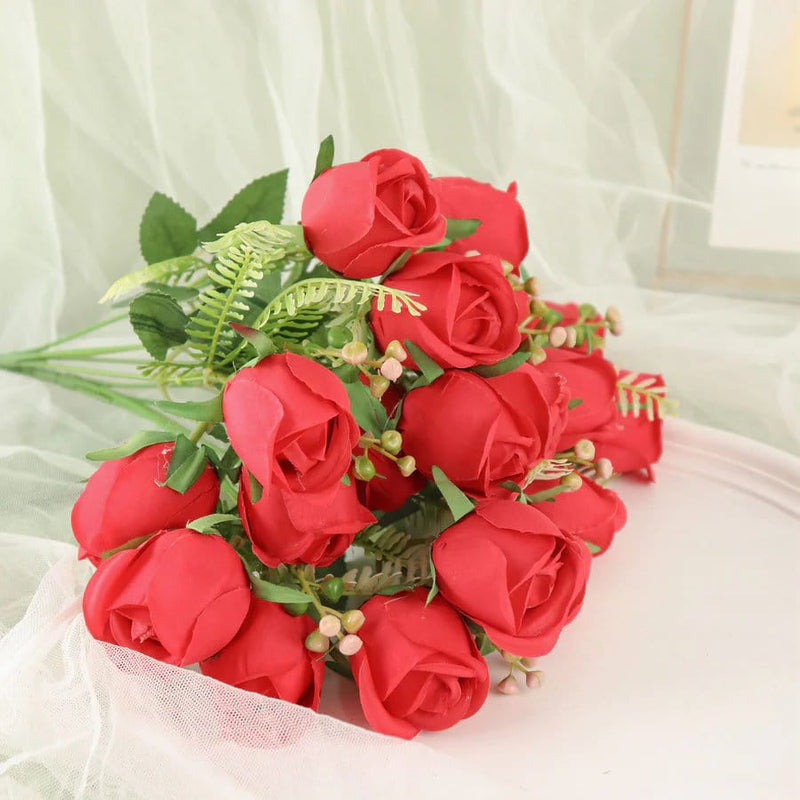 3 Bouquets 13" Silk Rose Bud Artificial Flower Bushes