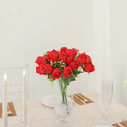 3 Bouquets 13" Silk Rose Bud Artificial Flower Bushes