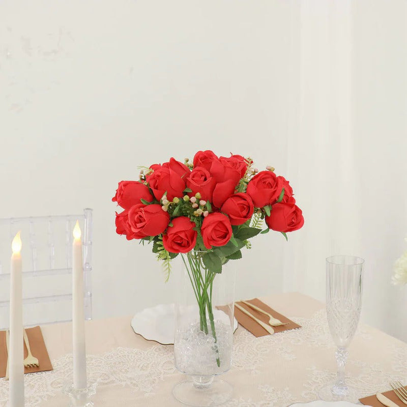 3 Bouquets 13" Silk Rose Bud Artificial Flower Bushes