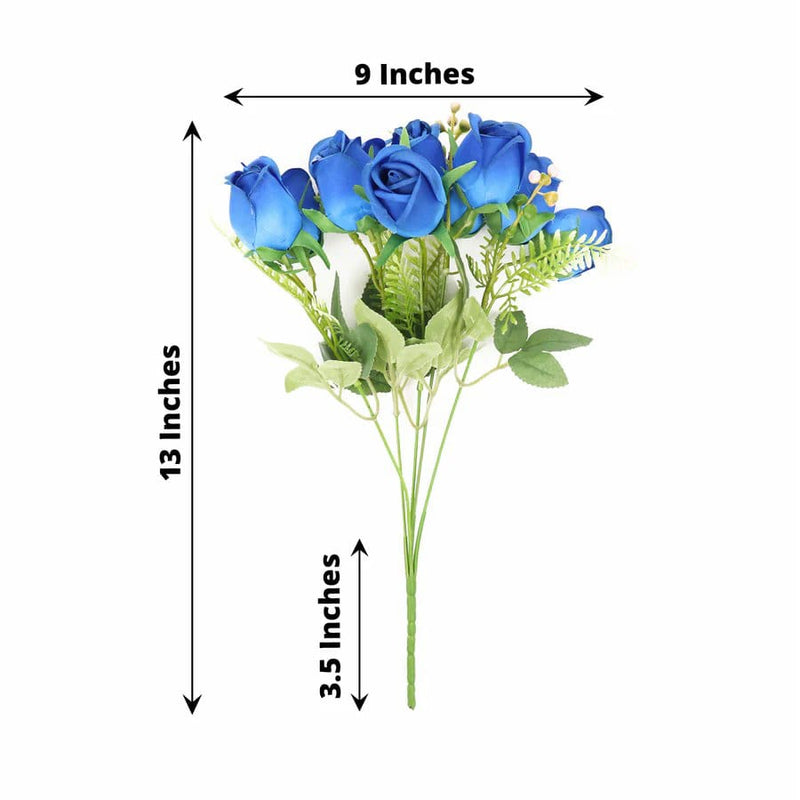 3 Bouquets 13" Silk Rose Bud Artificial Flower Bushes