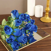 3 Bouquets 13" Silk Rose Bud Artificial Flower Bushes