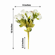 3 Bouquets 13" Silk Rose Bud Artificial Flower Bushes