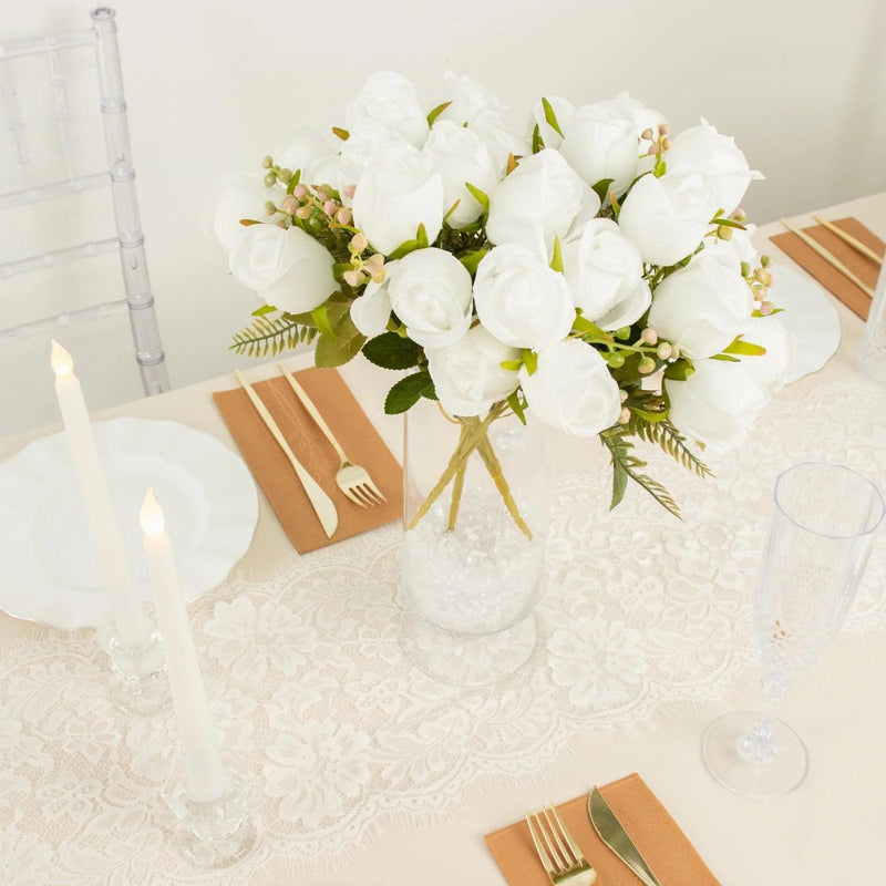 3 Bouquets 13" Silk Rose Bud Artificial Flower Bushes