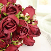 3 Bouquets 13" Silk Rose Bud Artificial Flower Bushes