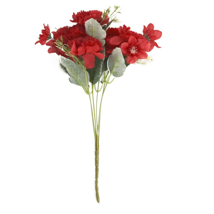 3 Bushes 14" Silk Carnation Flowers Artificial Floral Bouquets ARTI_CARN_002_RED