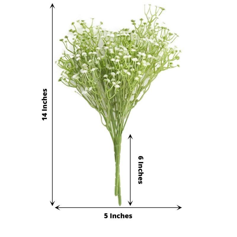 3 Bushes 14" tall Faux Baby Breath Artificial Flowers - White ARTI_BRTH_003_WHT