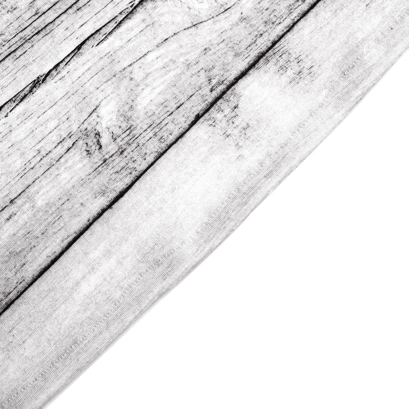 3 Fitted Spandex Round Top Wedding Arch Backdrop Stand Covers Set Wooden Design - Whitewashed IRON_STND06_SPX_SET_WOD02_WHT